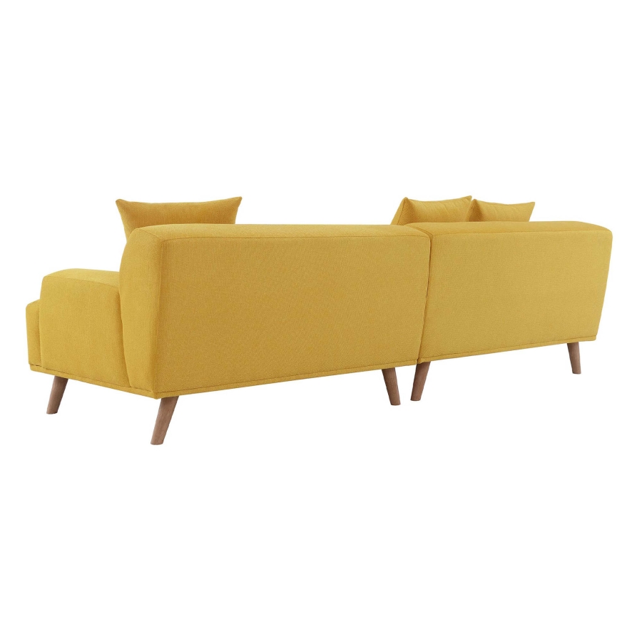 Canapé scandinave 4 places en tissu jaune