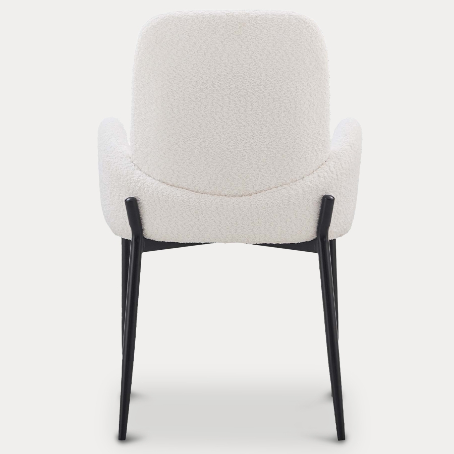 Lot de 2 chaises design en tissu bouclette blanc