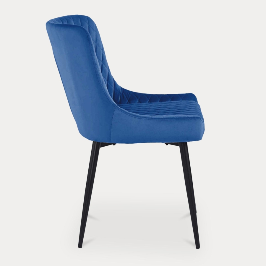 Lot de 2 chaises capitonnées en velours bleu