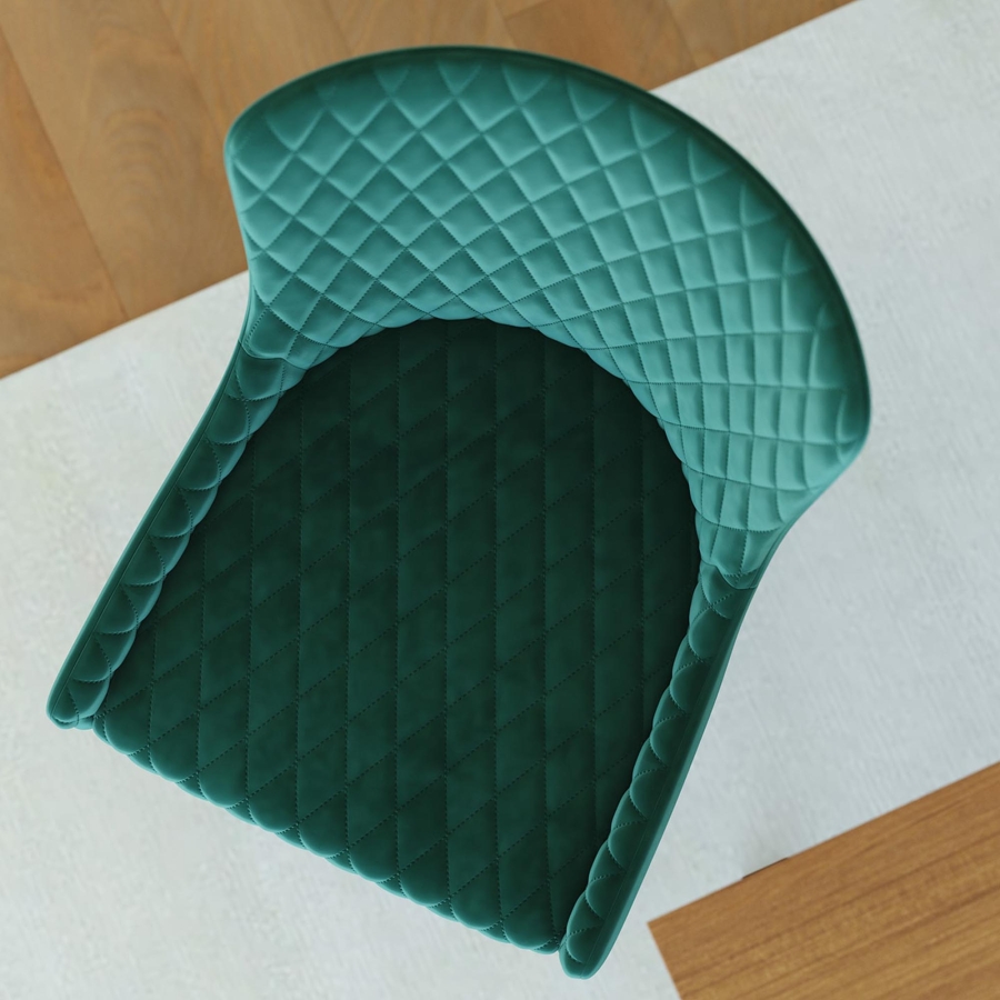 Lot de 2 chaises capitonnées en velours vert