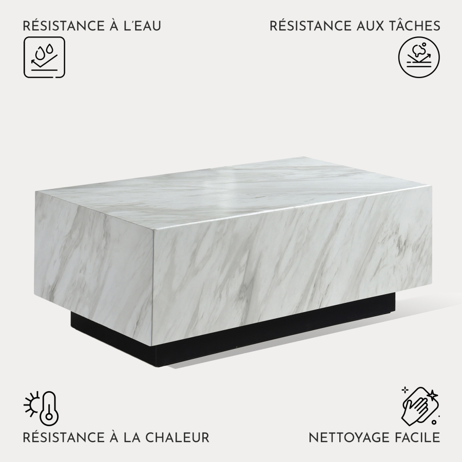 Table basse rectangulaire en marbre blanc