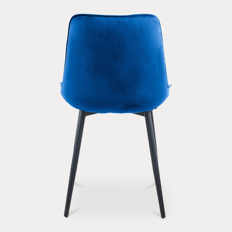 Lot de 4 chaises en velours bleu pieds en métal noir