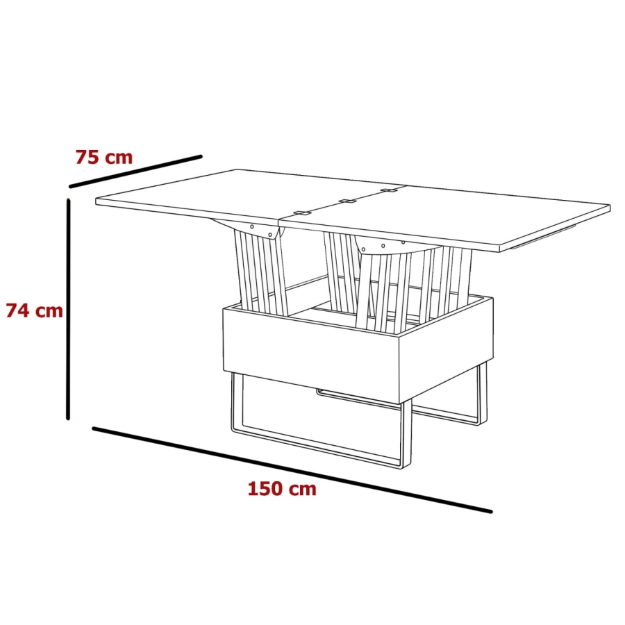 Table basse multifonction relevable laqué Noir